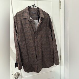 Brown Patterned Button-Up Shirt